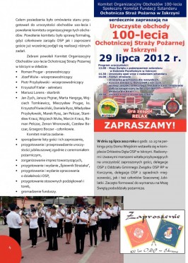 110 lat Ochotniczej Straży Pożarnej w Iskrzyni strona 4